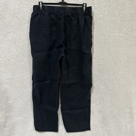 Quince Pants Women Medium Black Linen Wide Leg Baggy Minimalist Lagenlook - Picture 4 of 9